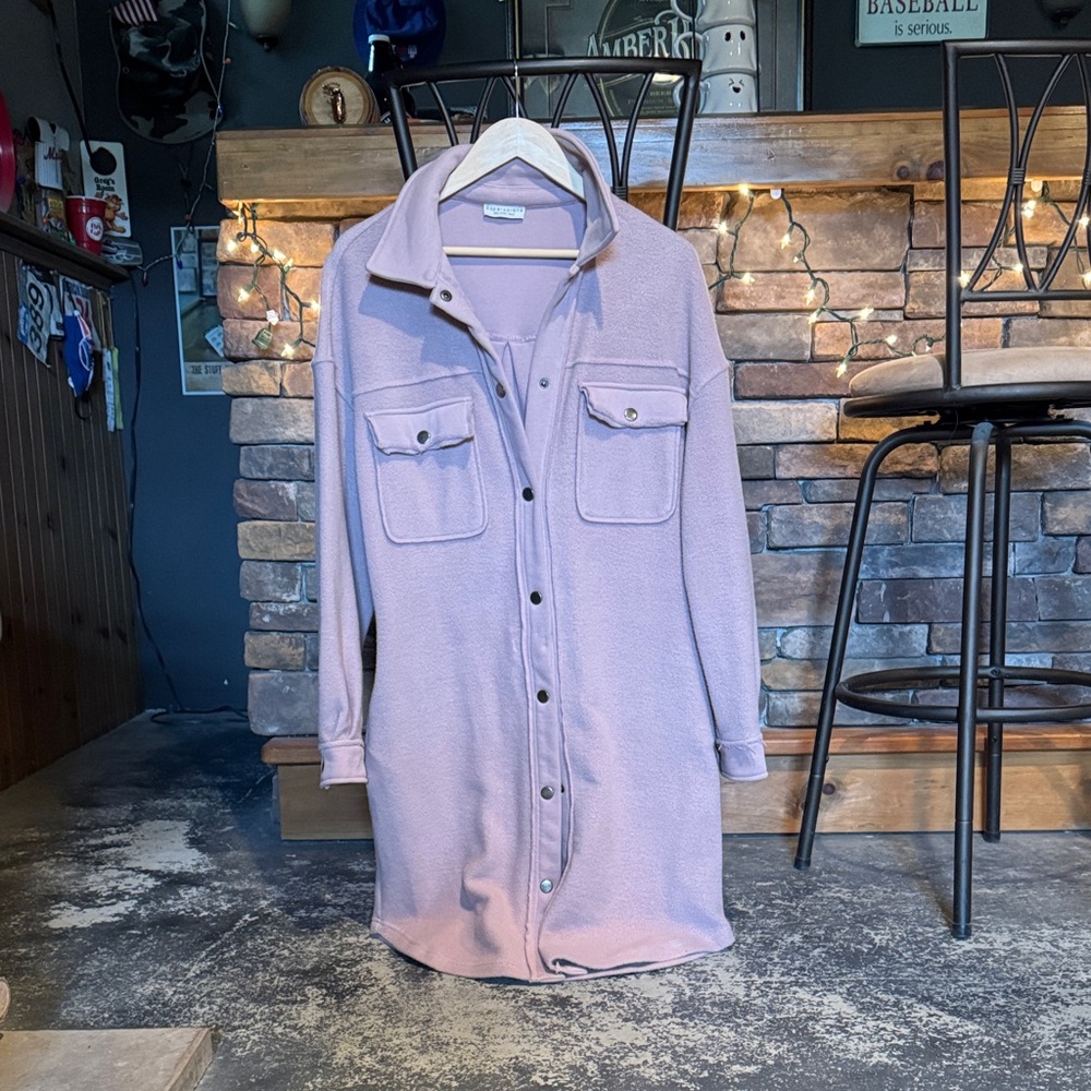 Lavender Button-Up sweatshirt jacket